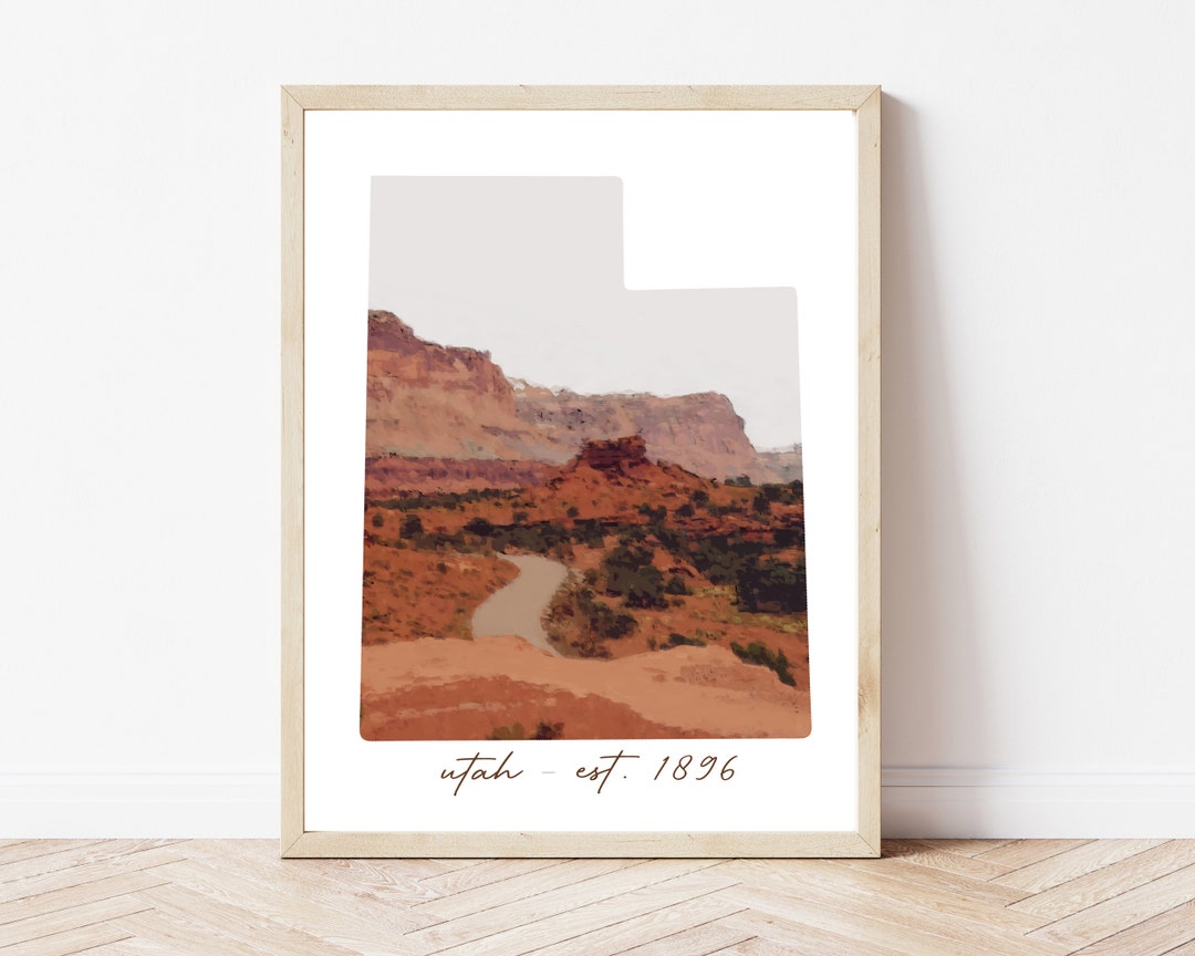 Utah Art Print State Art, Landscape Art, USA Art, Utah Landscape Etsy