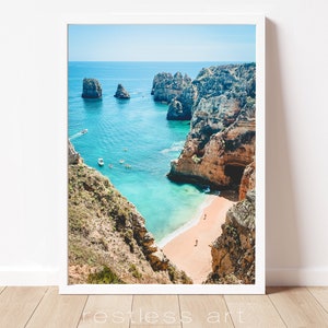 Printable Art | Digital Download | Photography 'Lagos Cliffs' Print, Printable Photography, Beach View, Ocean View, Gifts for Travelers