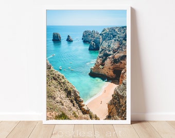 Printable Art | Digital Download | Photography 'Lagos Cliffs' Print, Printable Photography, Beach View, Ocean View, Gifts for Travelers
