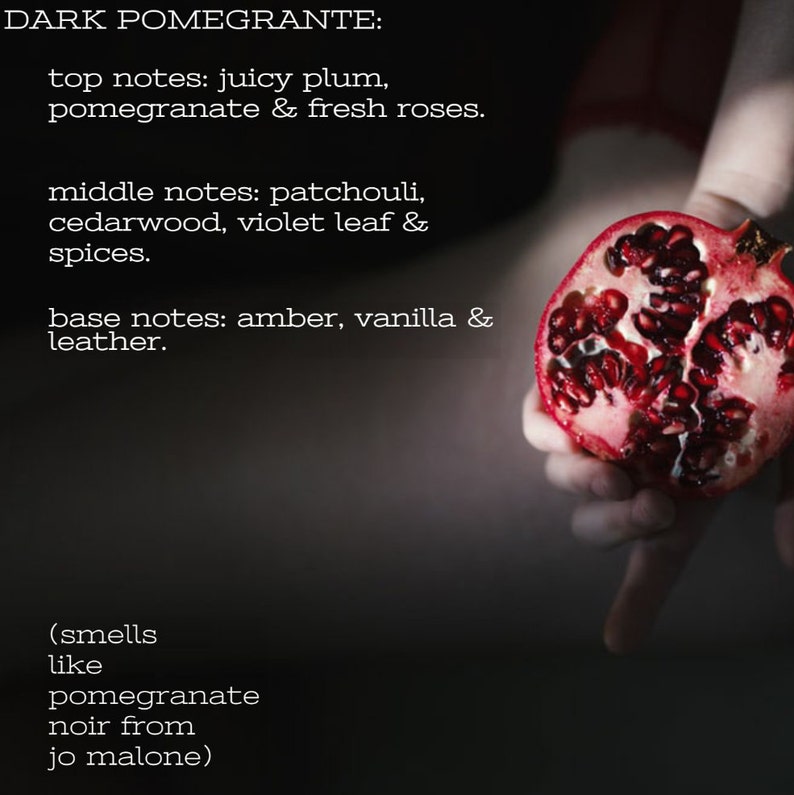 Dark Pomegranate scent Custom Soy Candle 40 hours burn time 30cl Glass Container