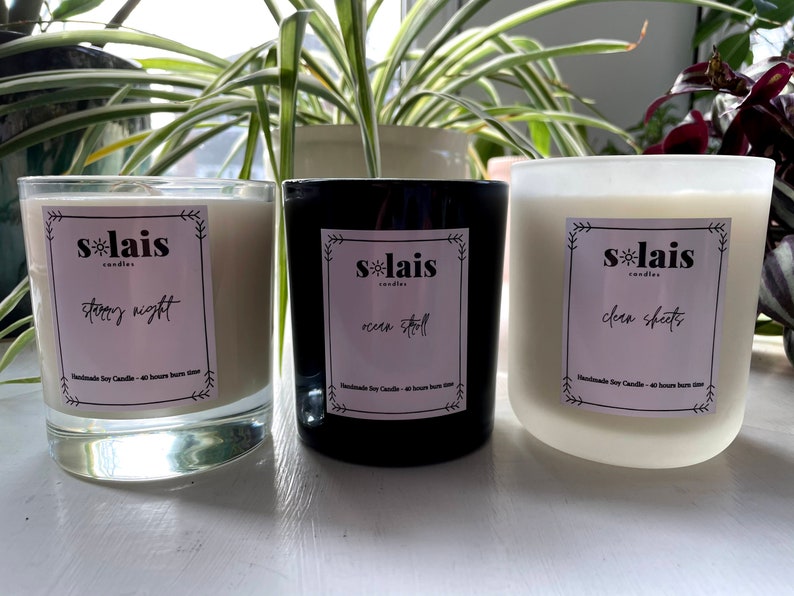 Dark Pomegranate scent Custom Soy Candle 40 hours burn time 30cl Glass Container