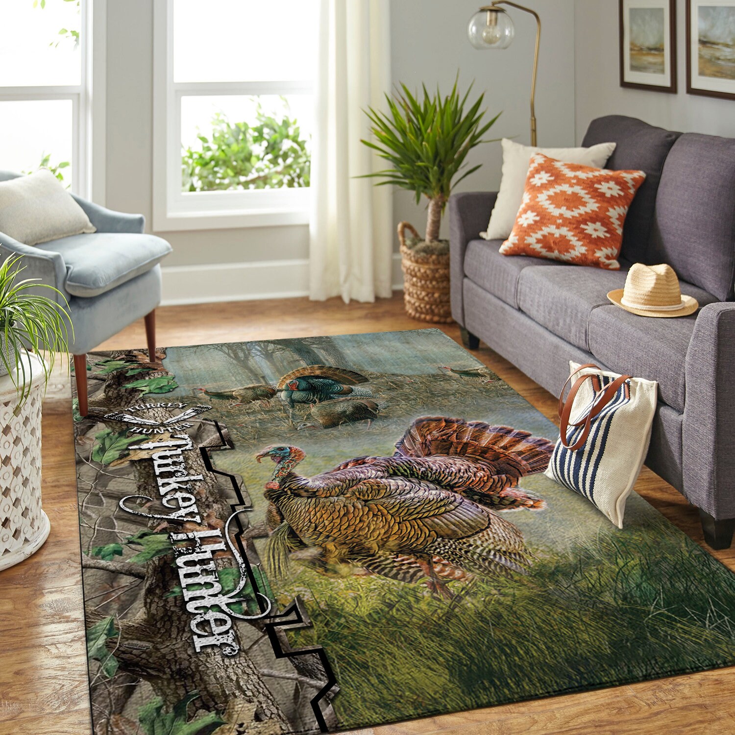 3D Turkey Hunter Rugs AntiSkid Area Rug Living Room Bedroom Etsy