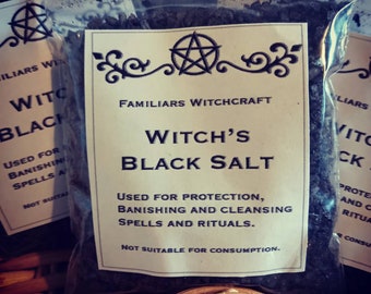 Witches Black Salt. Handmade Protection Salt made with Herbal Hearth Magic