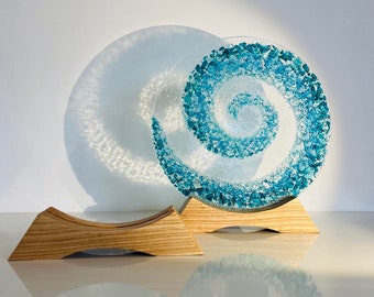 Round glass stand, bespoke glass Glass stand for large pieces wooden stand for art glass fused glass and stained glass.