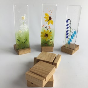 Petit support en verre de 5 cm, option d'achat multiple pour 2, 3, 4 et 10 supports en bois pour le verre fusionné, le verre artistique ou le vitrail.