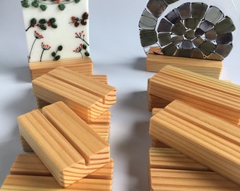 Pine Art Glass Stands: Bulk Set of 10, FSC Wood