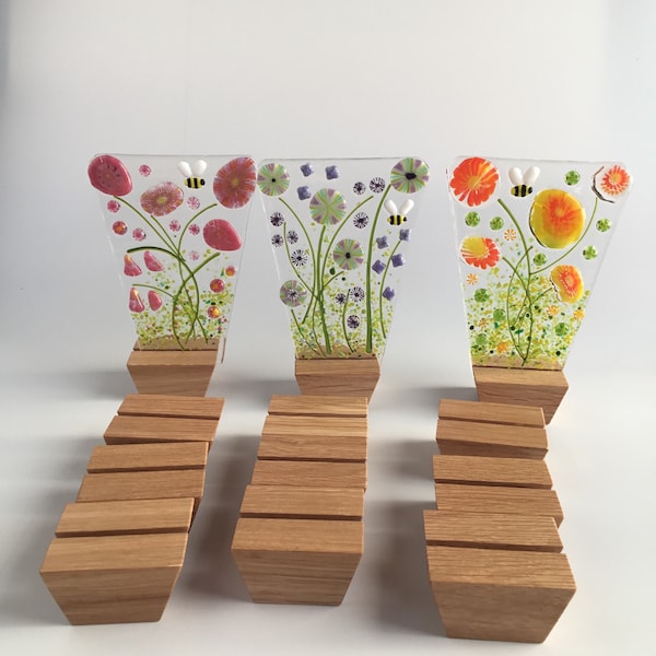 5cm Wooden flower pot stand for Glass art. 4mm slot. Multi- buy option for 2, 3  4 &10 wood stand for fused glass, or stained glass.