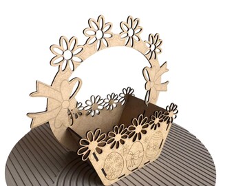 Easter egg flower basket Laser cut candy basket svg template Glowforge gift basket dxf vector template pattern Laser cut cnc plan