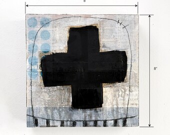 Collage abstracto original / Obra de arte mural de técnica mixta de 8x8