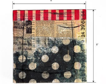 Original Encaustic Mixed Media Collage | 8x8 Abstract Painting on Wood Panel