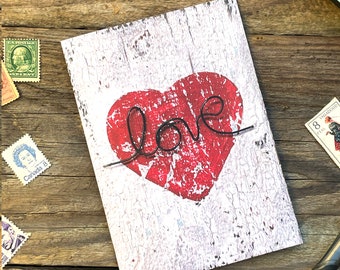 Cœur d’amour, carte de Saint-Valentin, cartes de vœux d’art abstrait, cartes de vœux vierges, carte d’art contemporain, carte d’art vierge