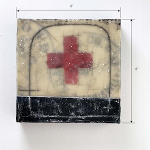 8x8 Encaustic painting, encaustic collage, collage art, encaustic painting original, mixed media, home decor, abstract painting, wall art