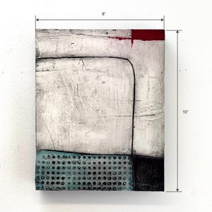 Pintura abstracta moderna de técnica mixta de 8 x 10 pulgadas, arte de pared texturizado, pasta de modelar, minimalista en blanco y negro, pieza de decoración contemporánea para el hogar.