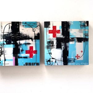 2x20 cm Abstrakte Wandkunst| 2er Set | Kunstdruck | Druckbare Wandkunst | abstrakte Malerei | Wohndekor | Original Kunst