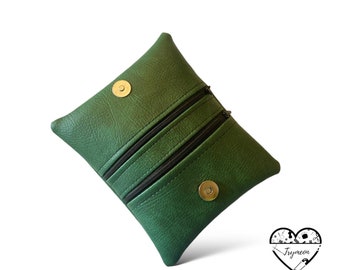 Personalized leather tobacco pouch, tobacco wallet with name, tobacco bag in black, tan, green leather