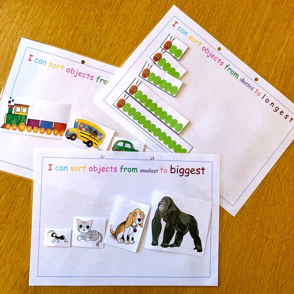 Comparing Sizes - Biggest/Smallest/Shortest/Longest - For Toddler/Pre-Schooler Busy Book (Printable)