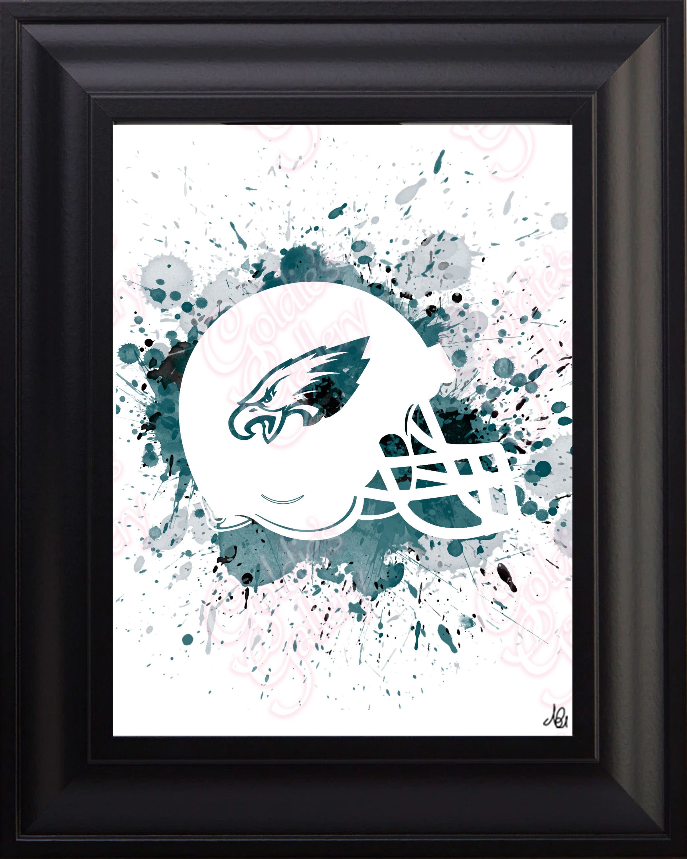 Custom Eagles Football Helmet Spray paint print Etsy