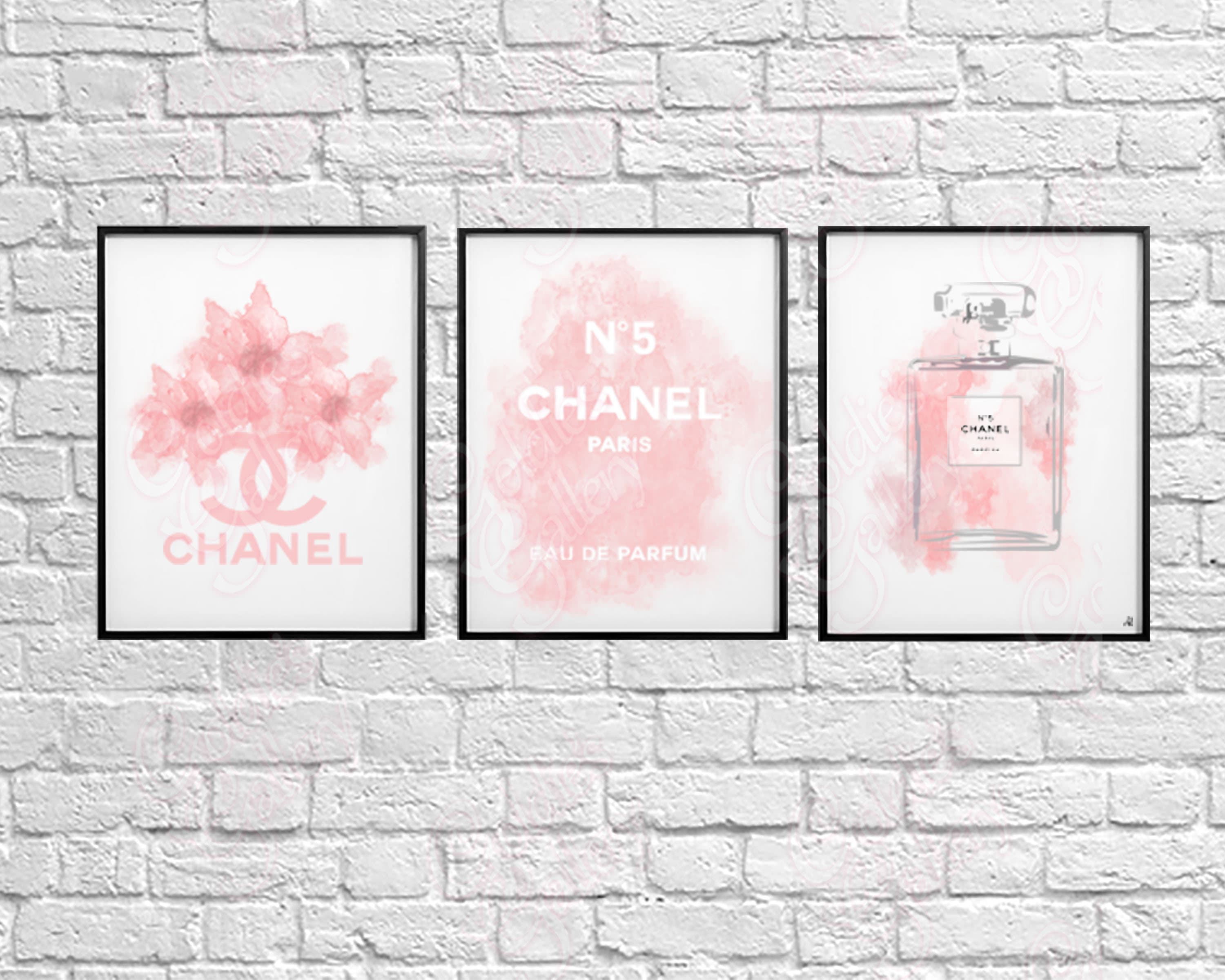 Pink Chanel fashion custom wall art series set of 3 Etsy