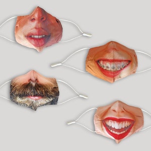 4 Pack - Funny Face Masks