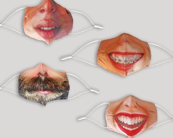 4 Pack - Funny Face Masks