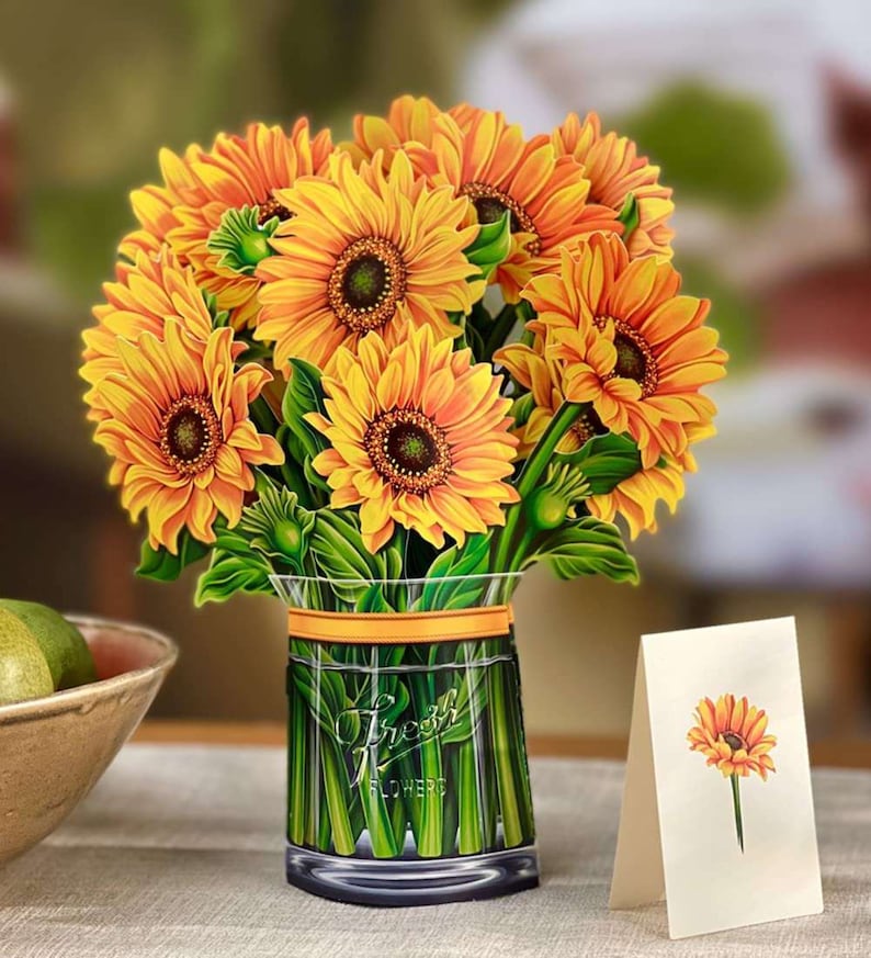 BIJNA UITVERKOCHT / 3D-look prachtige grote bloemenkaart / diverse designs, gaat eeuwig mee Sunflower / Sonnenbl