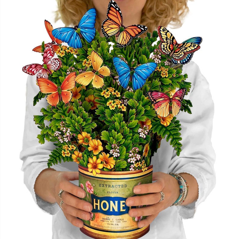 BIJNA UITVERKOCHT / 3D-look prachtige grote bloemenkaart / diverse designs, gaat eeuwig mee Honey