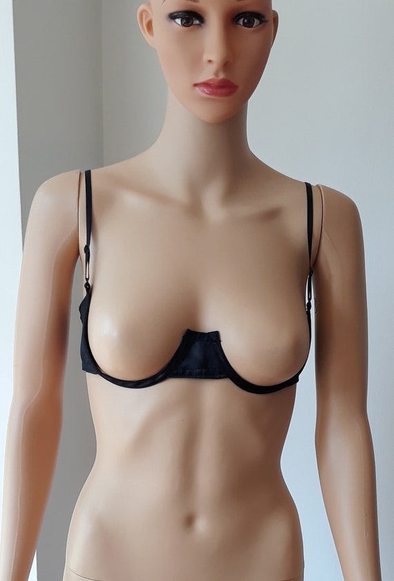 Open Cup Bra & Lace G-String Panty Lingerie Set - Mature