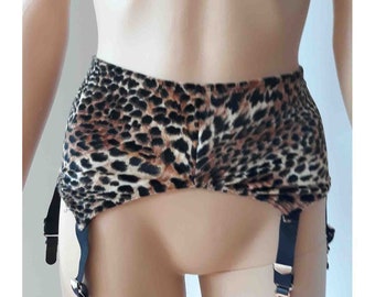 Enjaulado y peligroso - Liguero de leopardo con 6 ligas, talla normal, para adultos