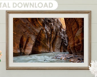 Beautiful Hike in The Narrows virgin river in Zion National Park | Printable and Instant Download Digital Photo Art Print