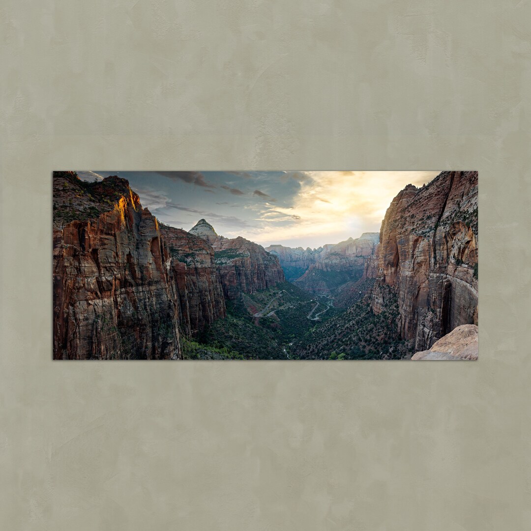 Zion National Park Sunset Canyon Panorama - Wall Art Print (digital ...