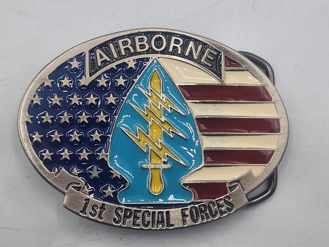 Airborne 1st Special Forces Belt Buckle Flag With Enamel Etsy