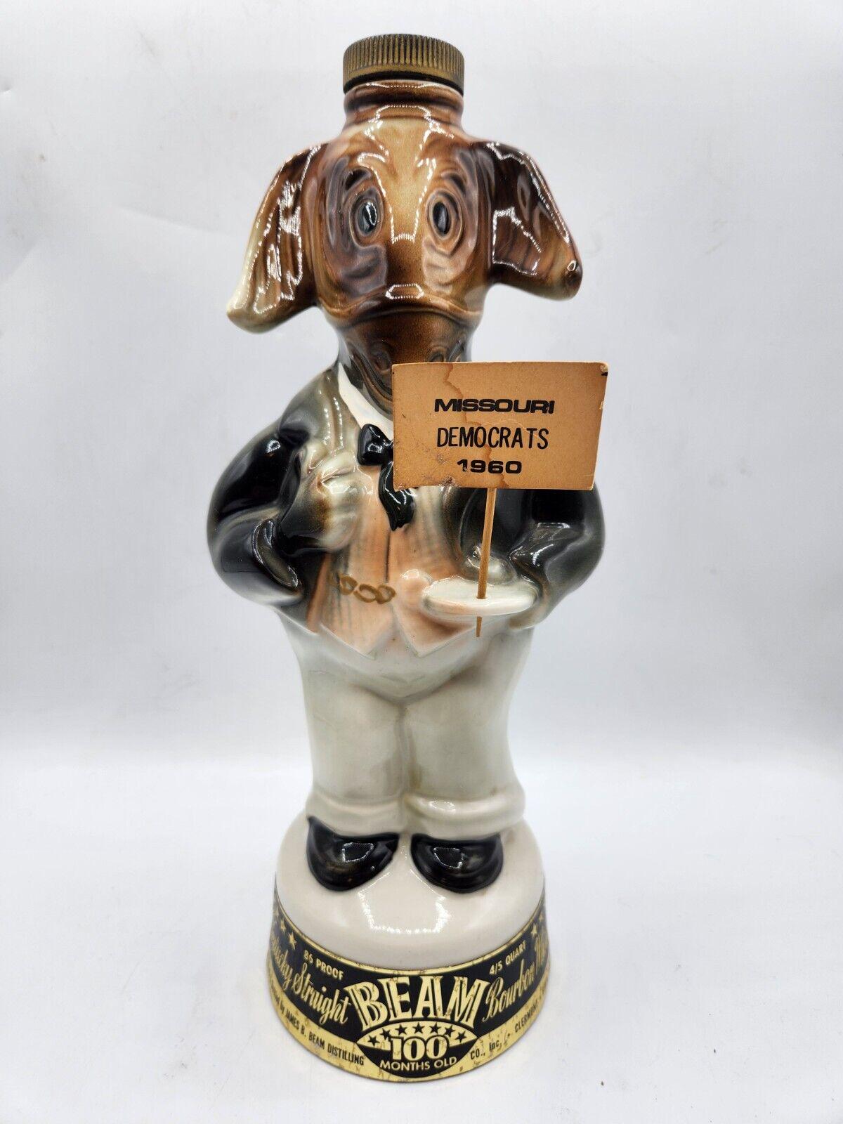 1960 Jim Beam New York Democratic GOP Donkey Decanter with wooden sign EMPTY