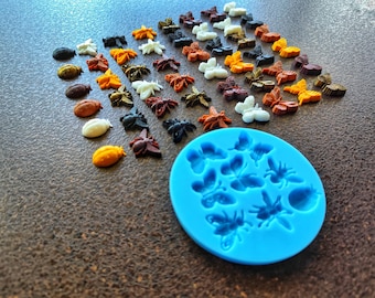 Silicone mold for 8 different artificial flying insects, Bee, Fly, Butterfly, ladybug | Mold for polymer clay | Mold for resin