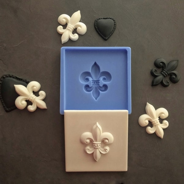 Fleur de Lis square mold for tiles, Silicone mold, Heraldic lily decor, fleur de lis Applique, backsplash tile, mold for concrete