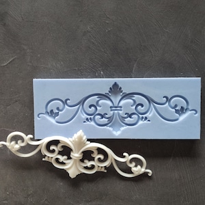 Silicone mold Long Alfrey motives, molds for polymer clay, Furniture Appliques, dollhouse decors, vintage castings