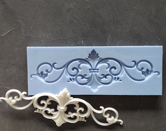 Long Alfrey Silicone Mold, Furniture Applique, Dollhouse Decor