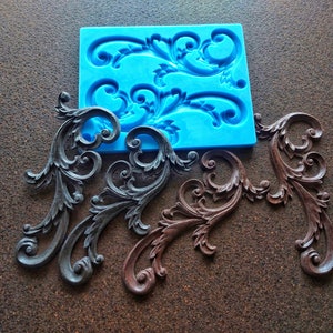 Silicone mold ornate corners, furniture appliques, decorative corners, mold for resin, vintage corners, mouldings, furniture makeover