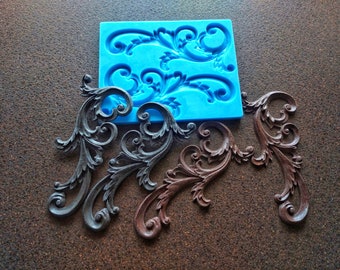 Silicone mold ornate corners, furniture appliques, decorative corners, mold for resin, vintage corners, mouldings, furniture makeover