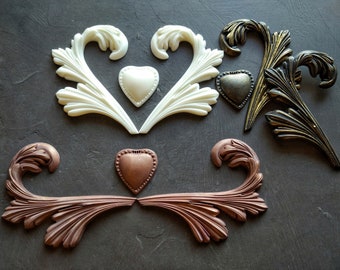 Resin Furniture Appliques, Set of 3, DIY Home Decor