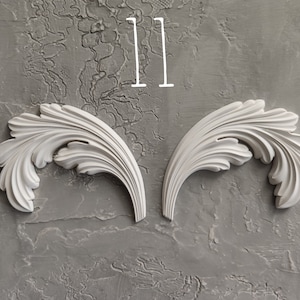 Leaves pair set made of architectural resin for furniture makeover, furniture appliques, vintage upcycling, furniture mouldings