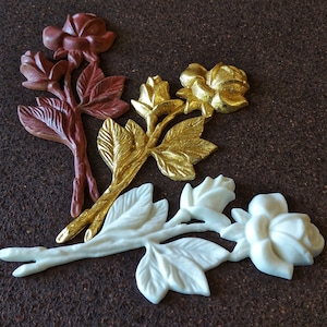 Flower roses resin moulding, golden flowers, furniture appliques, vintage onlays, flower wall pediments, roses onlay