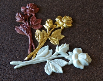 Handmade Resin Rose Onlay: Gilded Furniture Applique