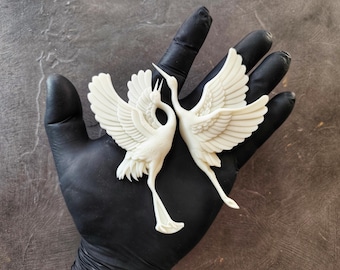 Stork Bird Resin Applique: Furniture Decors, DIY Craft (Pair)