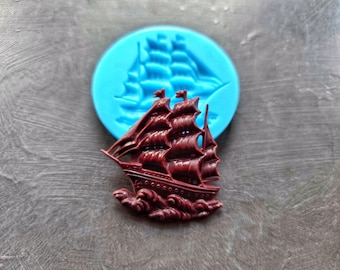Kleine Segelboot Silikonform: Miniatur Fregatte Applikation (6,5 cm)