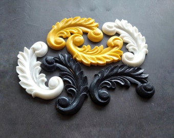 Acanthus Leaf Carving for Furniture Decoration, Furniture Applique, DIY Craft Art, 2 Pcs