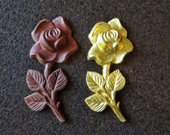 Flower resin moulding, golden flowers, furniture appliques, vintage onlays, flower wall pediments, roses onlay