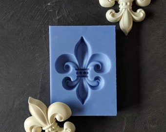 Moule en silicone Fleur de Lys, moule pour argile, moule pour résine, élément vintage, superpositions de lilly héraldique