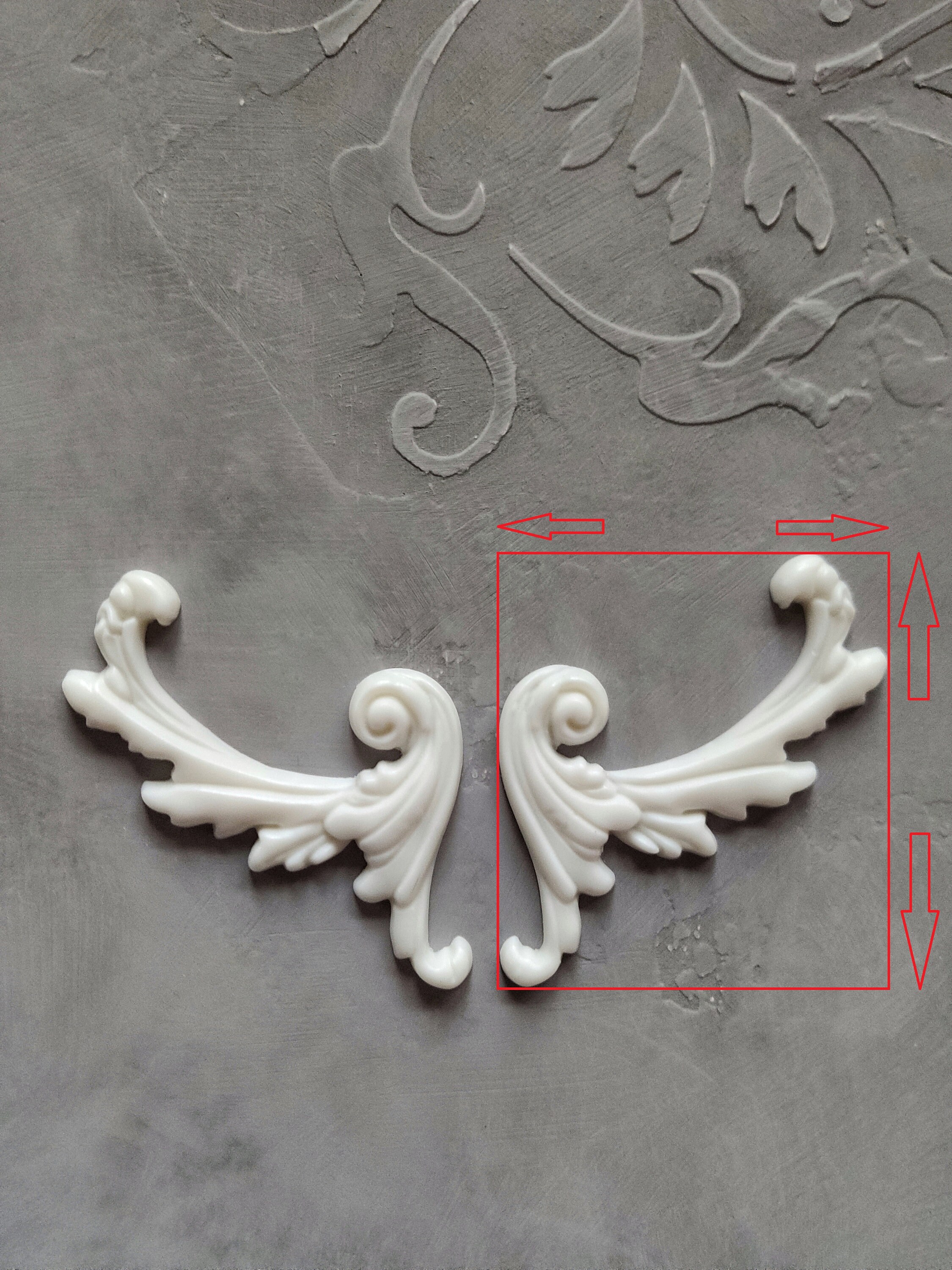 Decorative Resin Mouldings 2pcs Furniture Appliques Etsy Hong Kong
