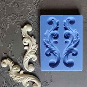 Furniture embellishment scrolls silicone mold Furniture appliques mold for clay mold for resin