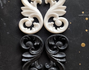 Resin Furniture Applique, Scroll Ornament, Upcycling Embellishment (4.05x1.57 in)